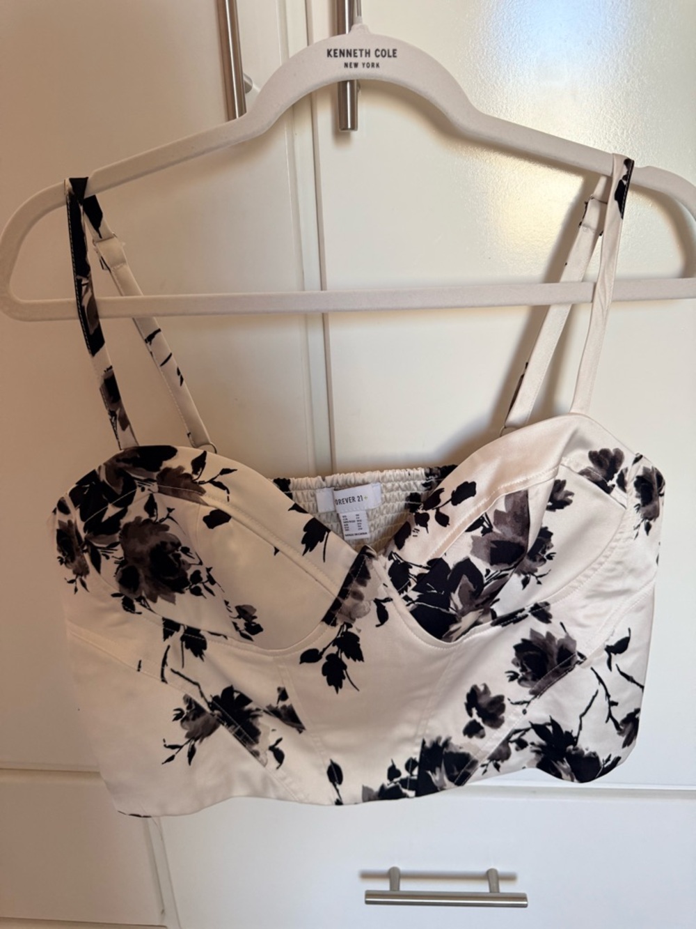 Forever 21 Black & White Smocked Bustier Top